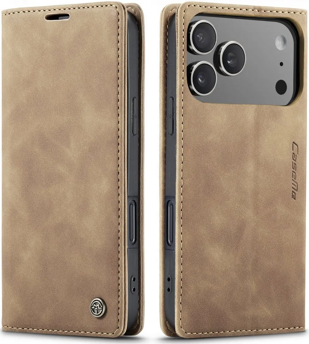 CaseMe iPhone 17 Pro Wallet Bookhoesje - Cognac Bruin