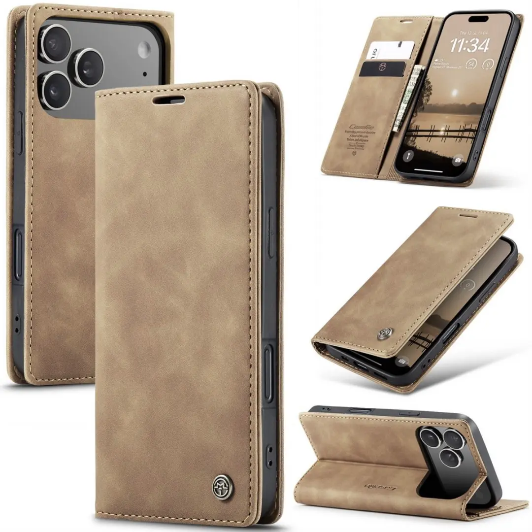 CaseMe iPhone 17 Pro Wallet Bookhoesje - Cognac Bruin