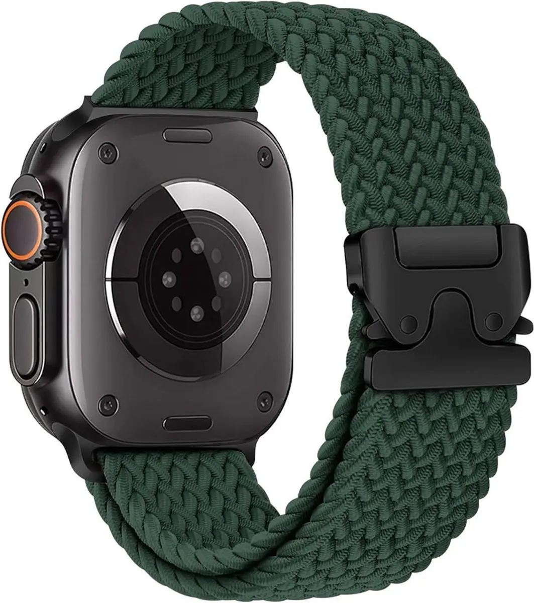 MobiQ Gevlochten Nylon Loop Bandje Apple Watch 45mm