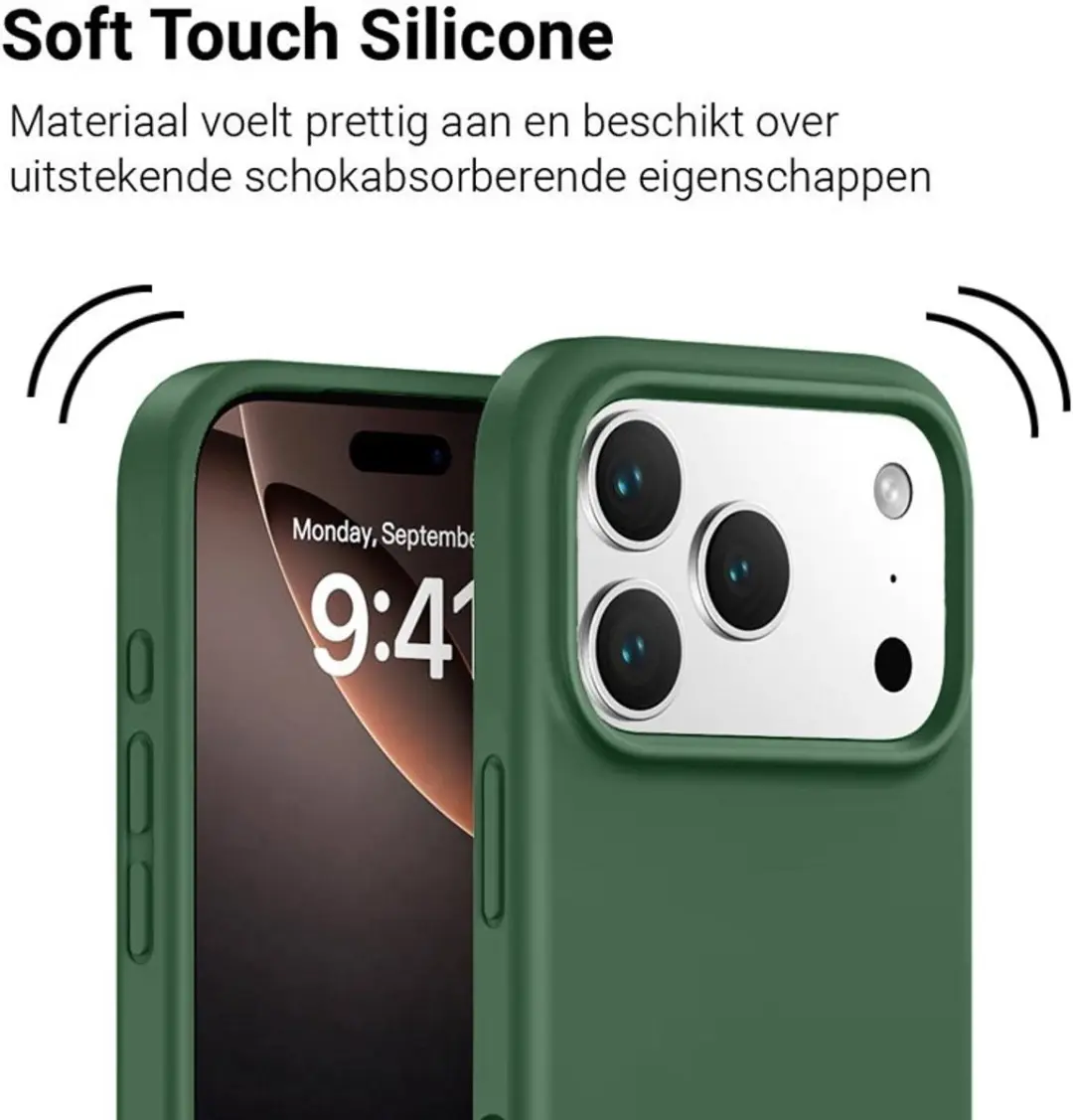 MobiQ Liquid Siliconen Hoesje 46-01438 - iPhone 17 Pro Max - Donkergroen