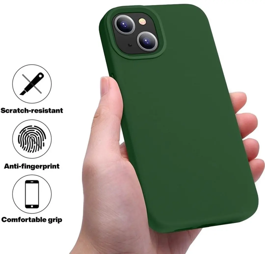 MobiQ Liquid Silicone Hoesje iPhone 15 Plus - donkergroen