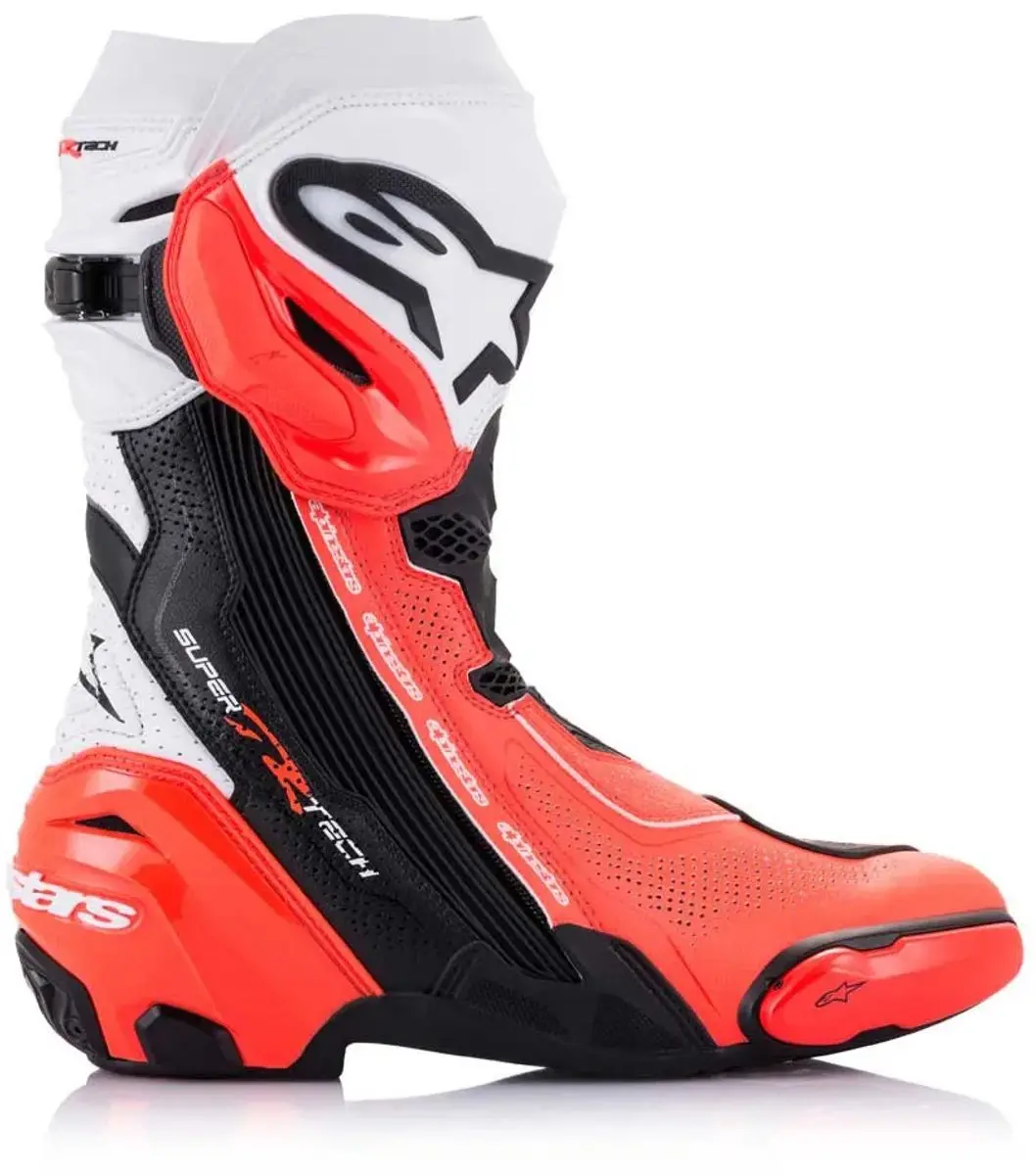 Alpinestars Supertech R Vented Motorlaarzen 44 - Zwart/Wit/Rood/Fluo