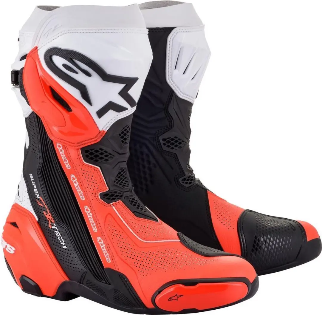Alpinestars Supertech R Vented Motorlaarzen 44 - Zwart/Wit/Rood/Fluo
