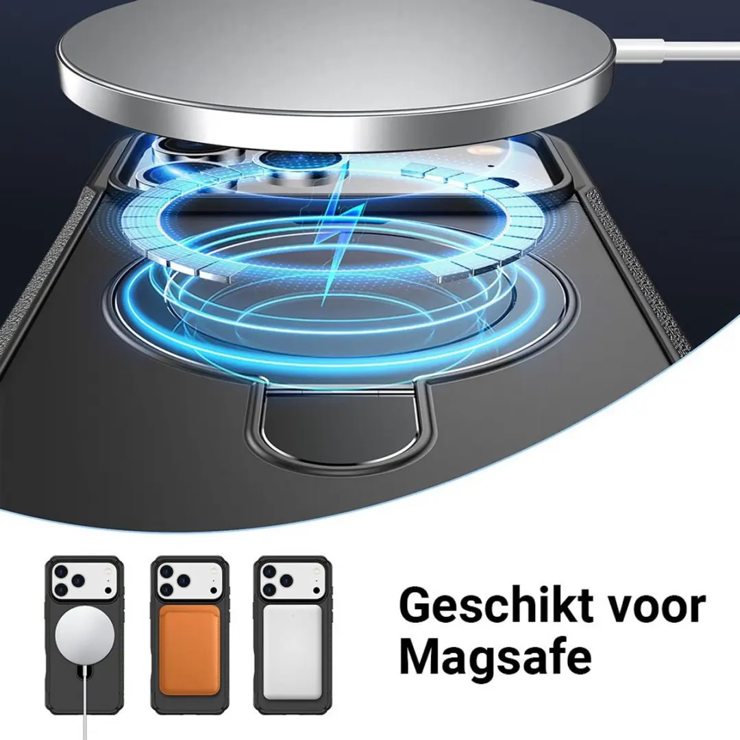 MobiQ Magnetisch Ringstand Magsafe Hoesje iPhone 17 Pro - 46-01555 - Zwart
