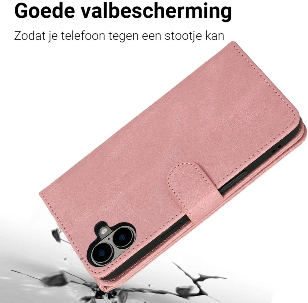 MobiQ Wallet Hoesje iPhone 16 Plus - Roze - 46-00216