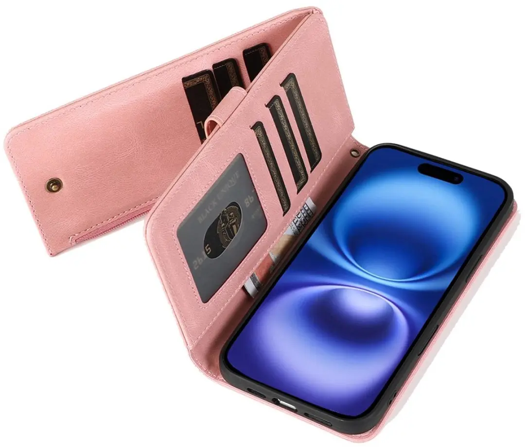 MobiQ Wallet Hoesje iPhone 16 Plus - Roze - 46-00216