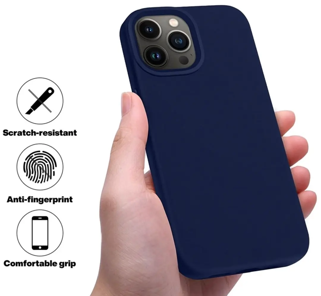 MobiQ Liquid Silicone Hoesje iPhone 14 Pro Max - donkerblauw