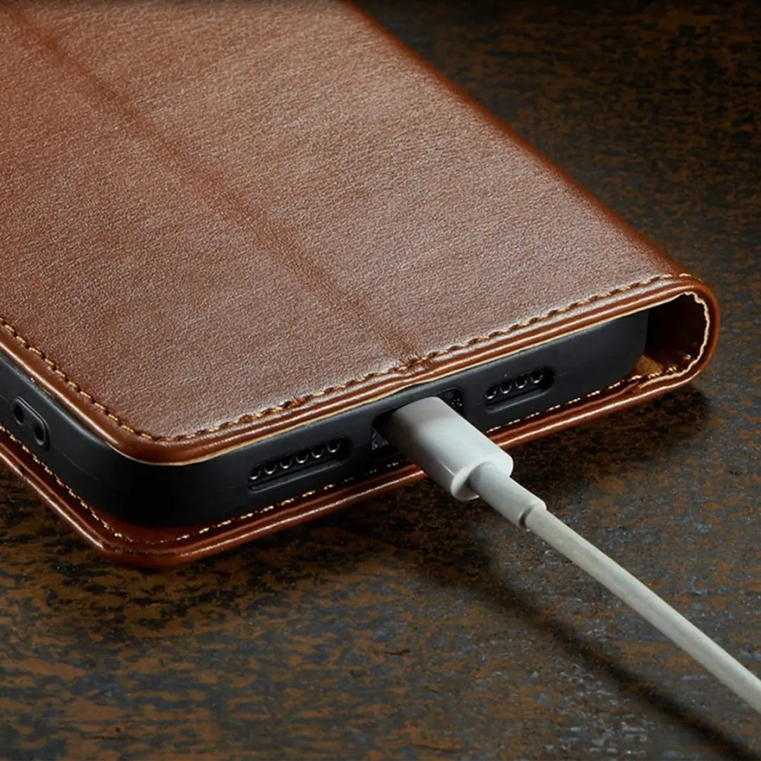 MobiQ Premium Business Wallet Hoesje 46-00036 - iPhone 16 - Bruin