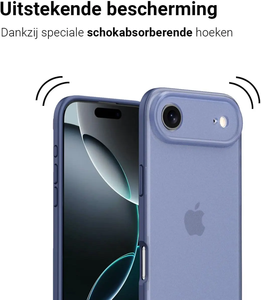 MobiQ Frosted Rugged Bumper Hoesje iPhone 17 Air - Blauw - 46-01297