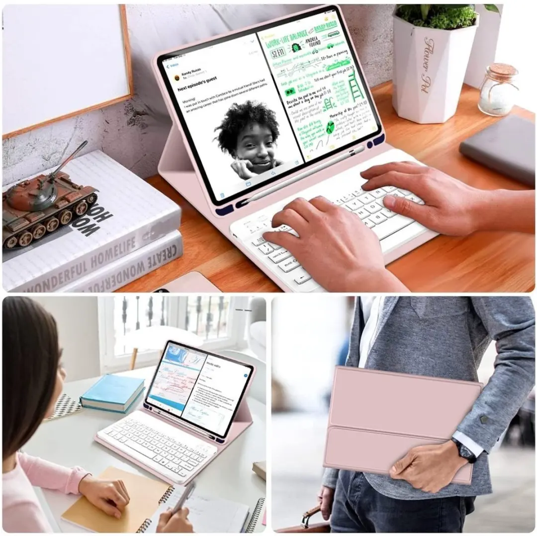 MobiQ iPad Air 11 (2026) Hoes met Toetsenbord - lichtroze