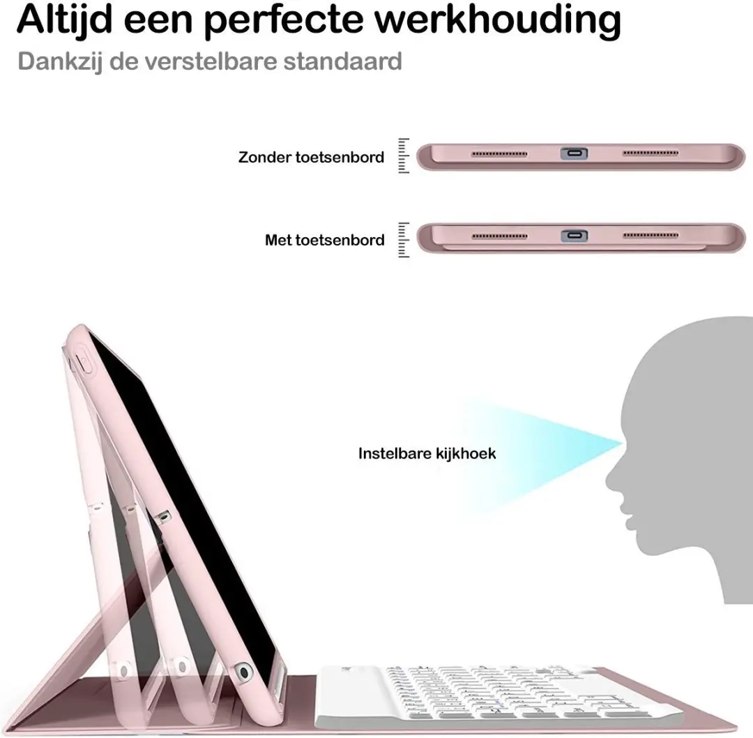 MobiQ iPad Air 11 (2026) Hoes met Toetsenbord - lichtroze