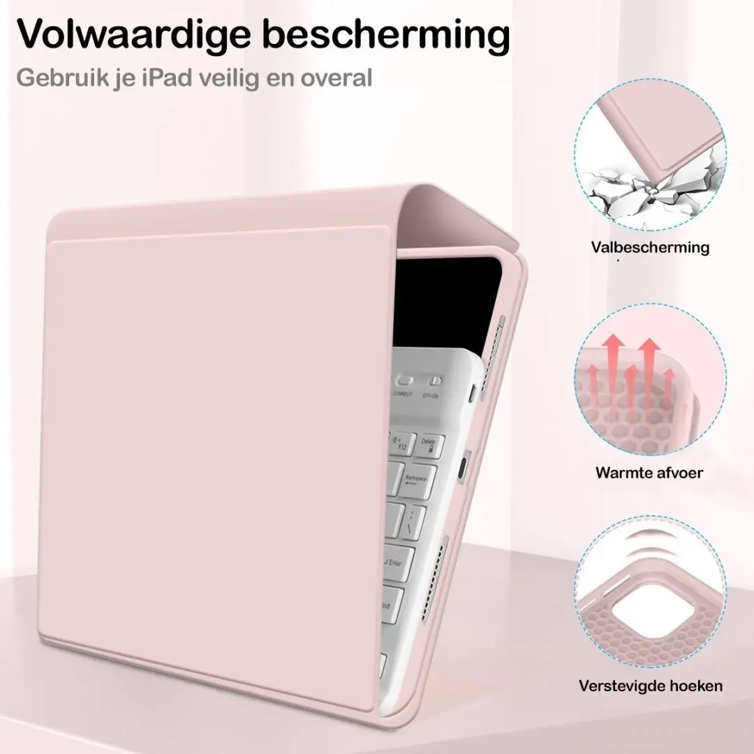 MobiQ iPad Air 11 (2026) Hoes met Toetsenbord - lichtroze