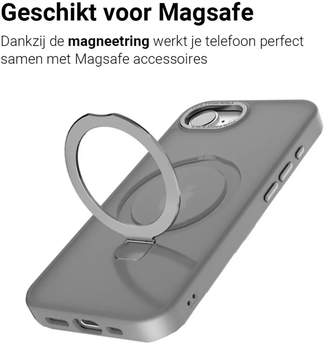 MobiQ Ringstand MagSafe Hoesje iPhone 16e 46-00860 - Grijs