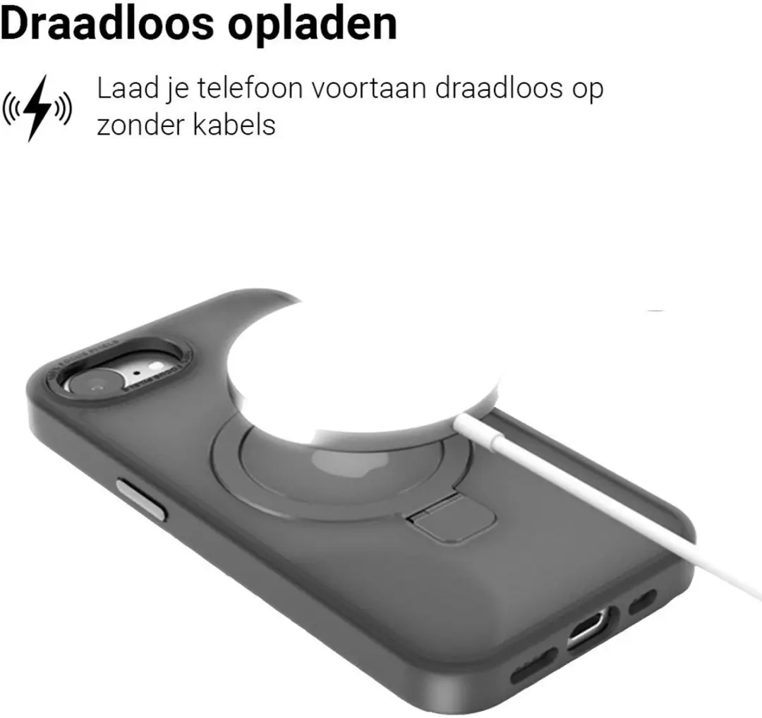 MobiQ Ringstand MagSafe Hoesje iPhone 16e 46-00860 - Grijs
