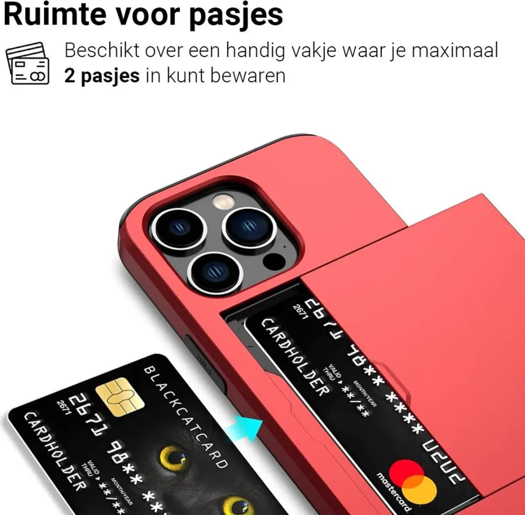 MobiQ Hoesje iPhone 14 Pro Max - 2 Pasjes - Rood