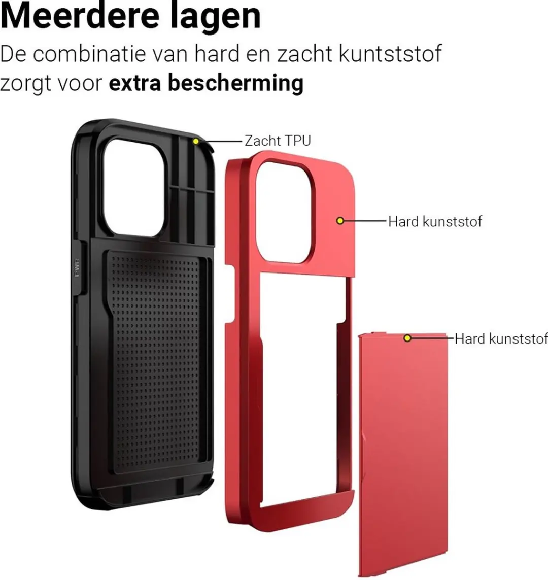 MobiQ Hoesje iPhone 14 Pro Max - 2 Pasjes - Rood