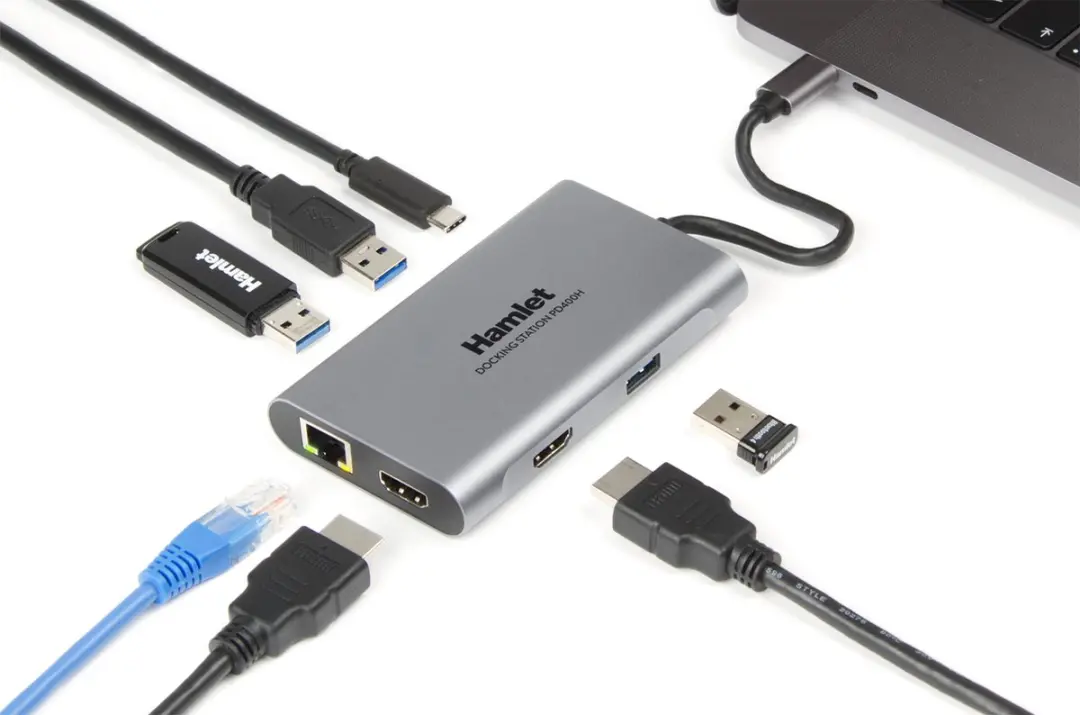 Hamlet HDKC-PD400H Laptopdock - USB 3.2 Gen 1 - Grijs