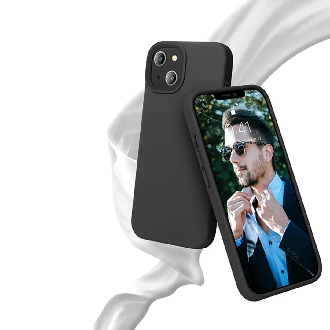 MobiQ iPhone 13 Mini Siliconen Hoesje - Zwart