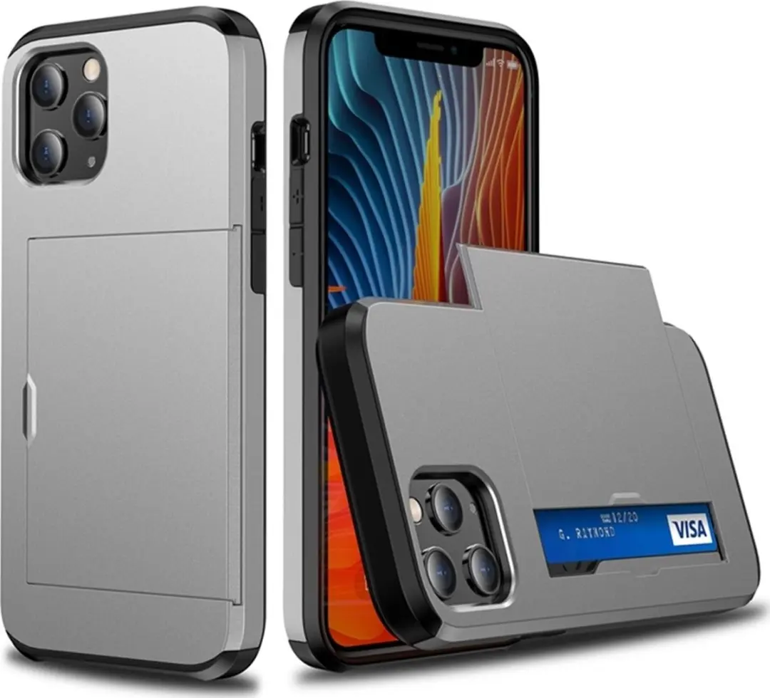 MobiQ iPhone 12 Mini Hoesje Grijs - 2 Pasjes