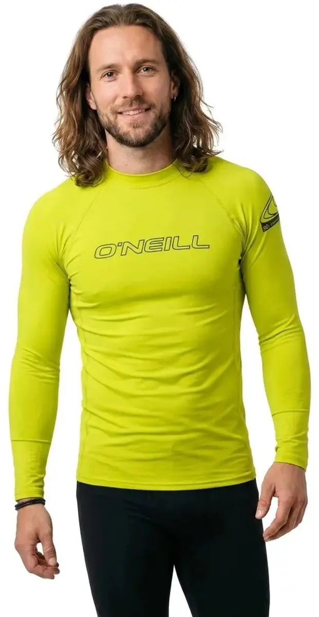 O'Neill Basic Skins L/S Crew Surfshirt - Maat L - Geel/Zwart - afbeelding 6 van 6