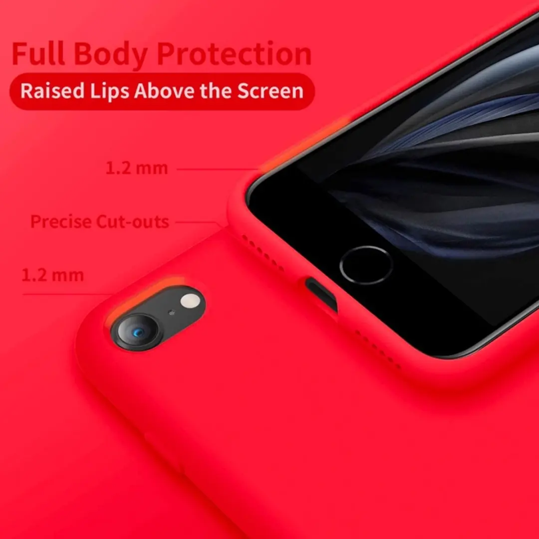 MobiQ Liquid Silicone Hoes iPhone SE/7/8 - Rood