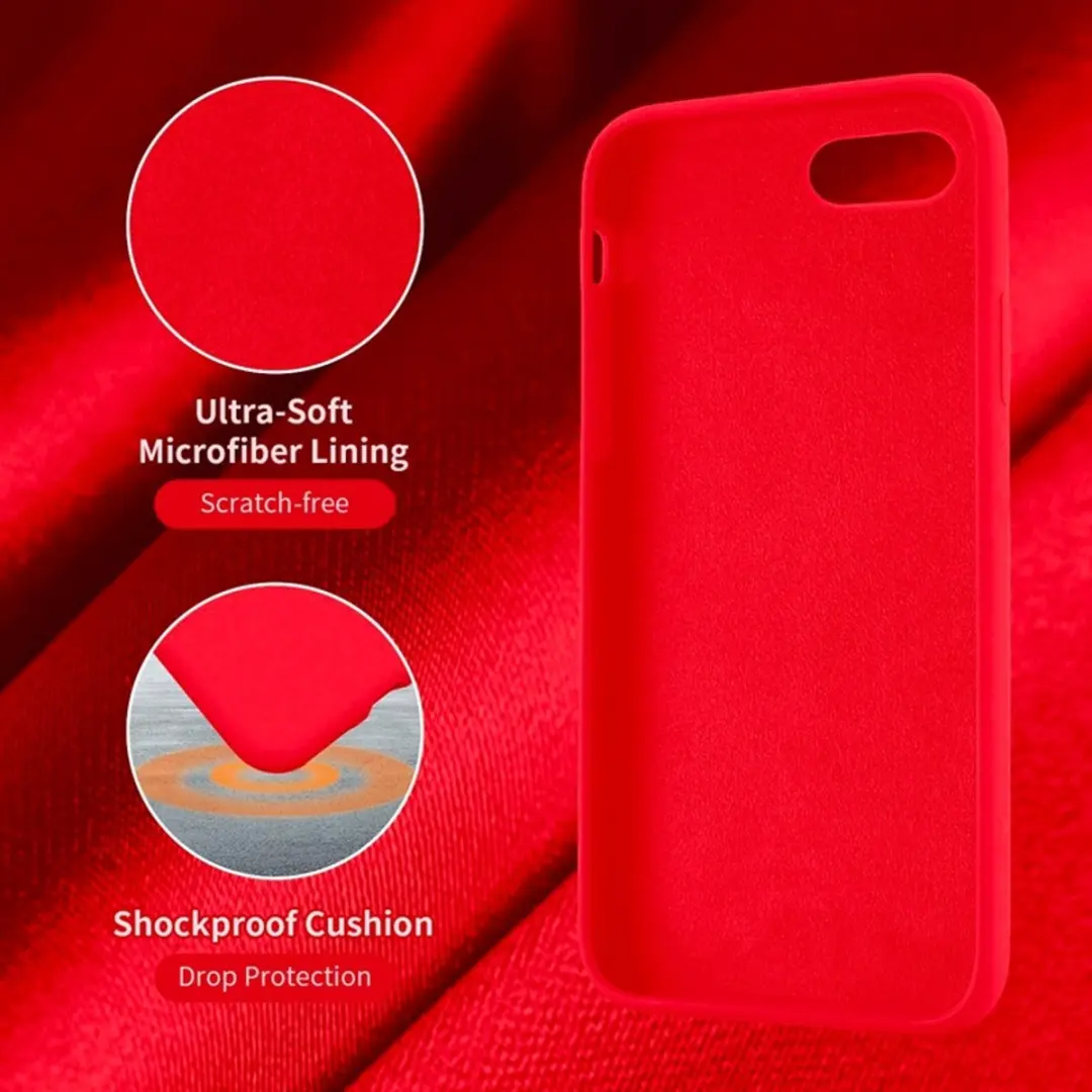 MobiQ Liquid Silicone Hoes iPhone SE/7/8 - Rood