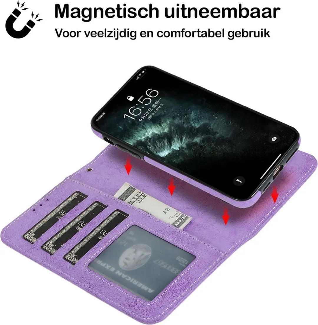 MobiQ 2-in-1 Hoesje iPhone 15 Plus - 3 Pasjes - Paars - MPN 13-03143