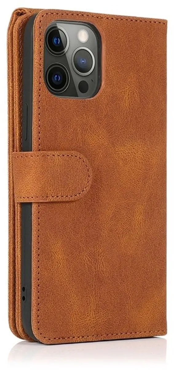 MobiQ Zacht Leren Wallet Hoesje iPhone 16 Pro - bruin
