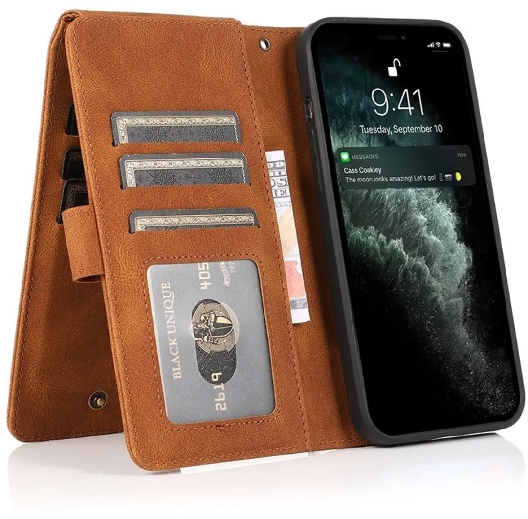 MobiQ Zacht Leren Wallet Hoesje iPhone 16 Pro