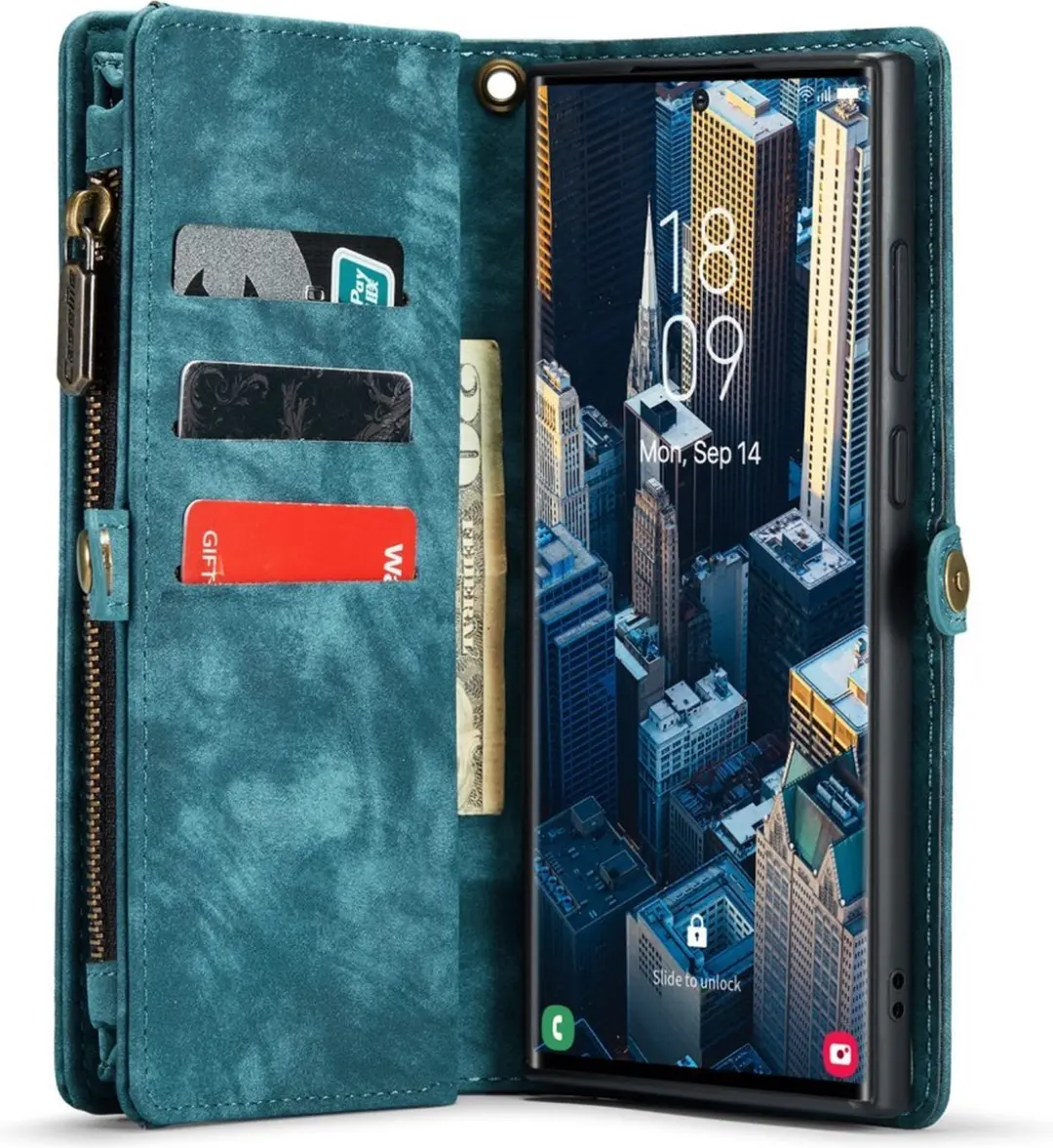 Caseme 008 Hoesje Samsung Galaxy S23 Ultra - Blauw - 8 Pasjes