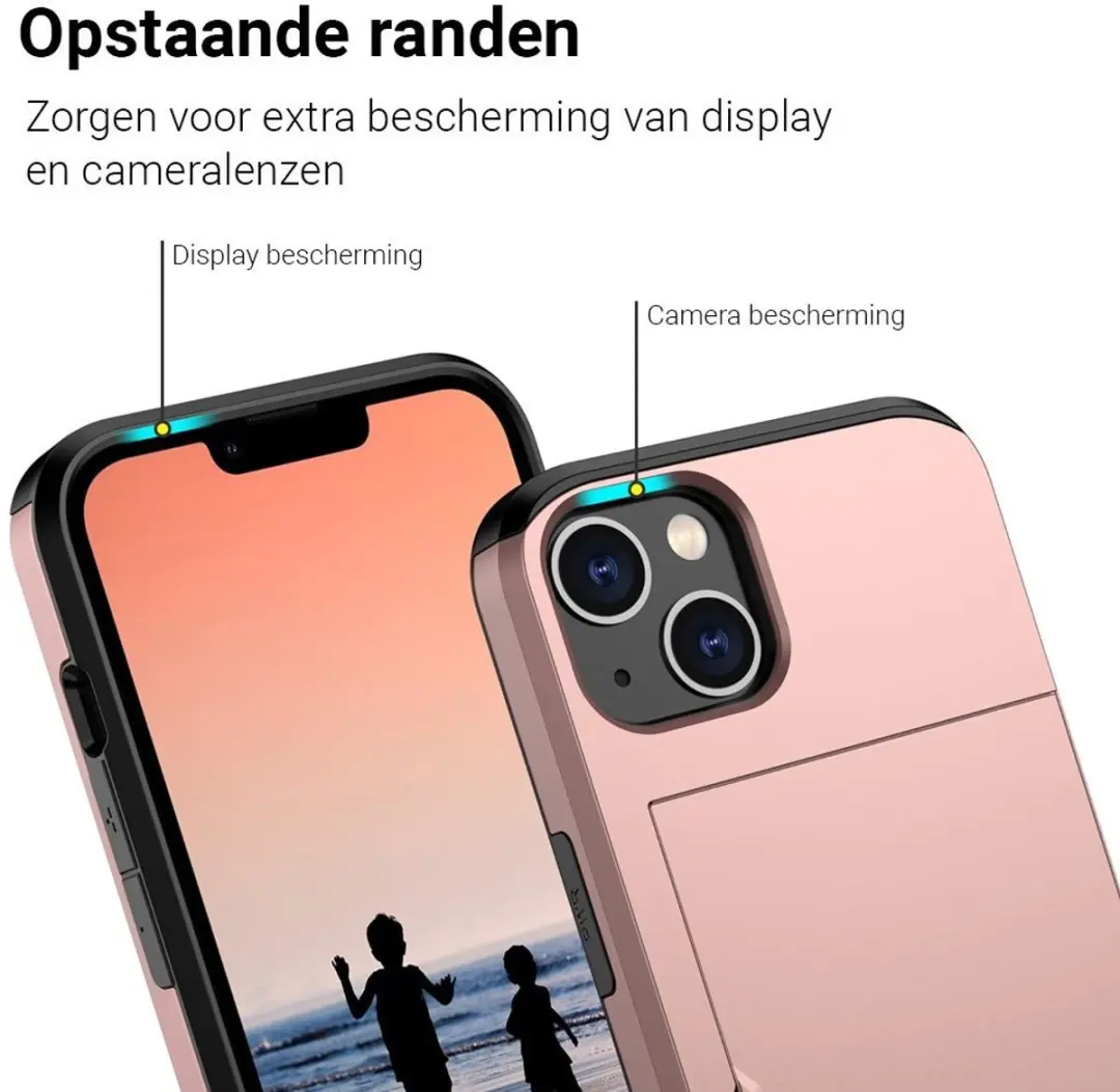 MobiQ Hybrid Card Case Hoesje 46-00149 - iPhone 16 Plus - Roze