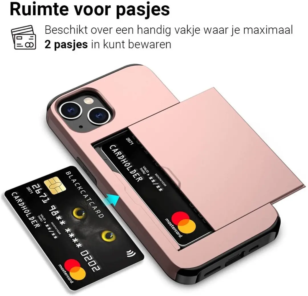 MobiQ Hybrid Card Case Hoesje 46-00149 - iPhone 16 Plus - Roze