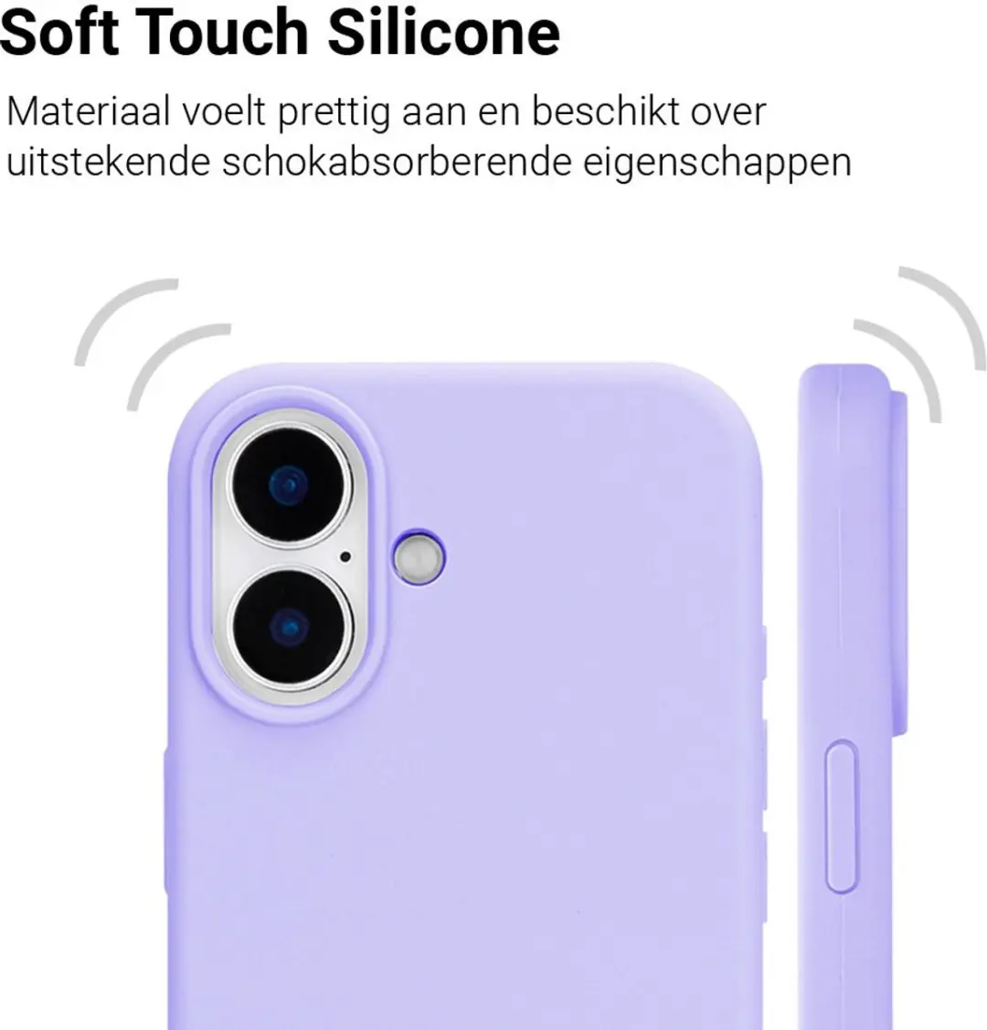 MobiQ Liquid Silicone Hoesje iPhone 16 Plus - Paars