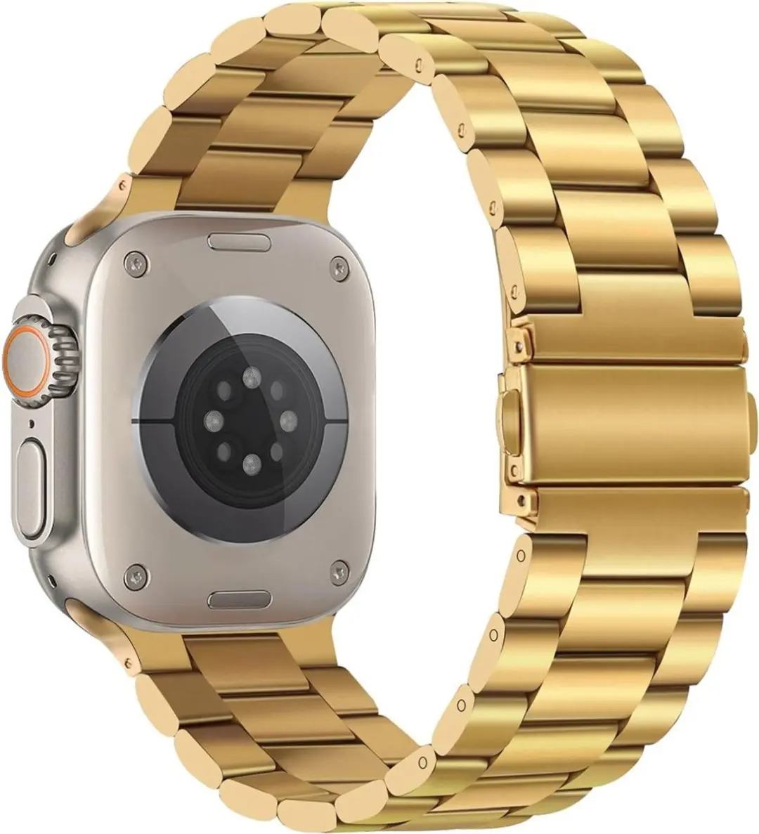 MobiQ Luxe Metalen Bandje Apple Watch 49mm - Goud