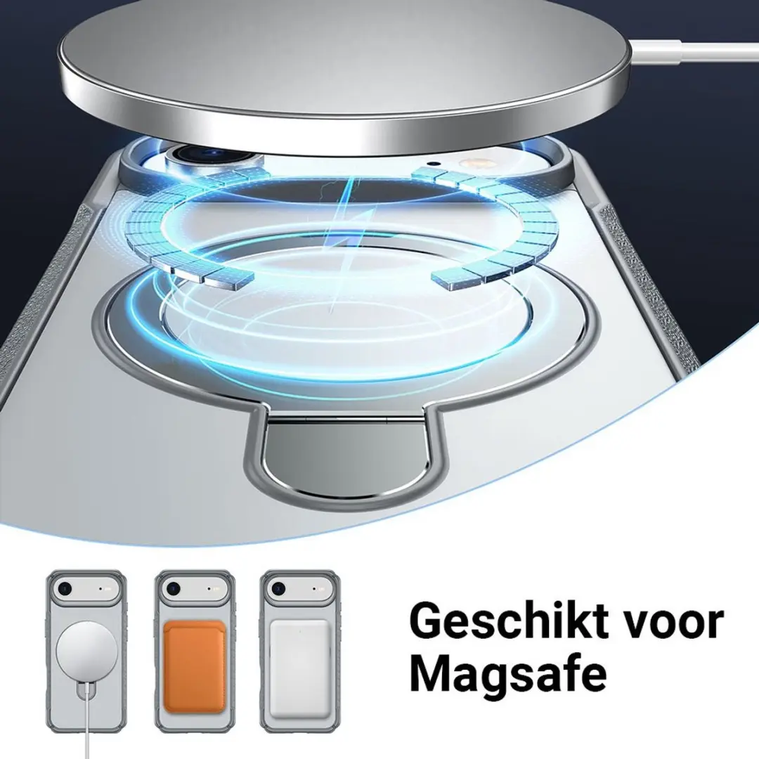 MobiQ Magnetisch Ringstand MagSafe Hoesje iPhone 17 Air - grijs - 46-01552