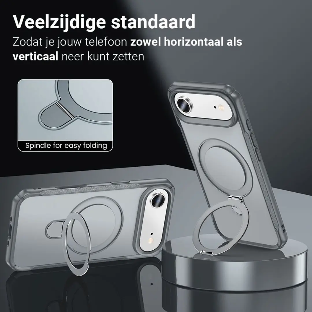 MobiQ Magnetisch Ringstand MagSafe Hoesje iPhone 17 Air - grijs - 46-01552