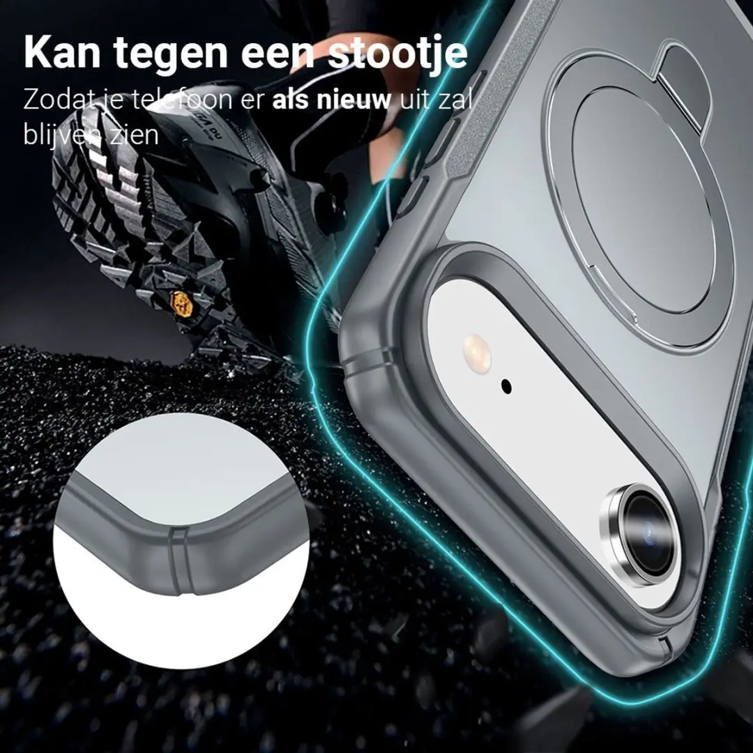 MobiQ Magnetisch Ringstand MagSafe Hoesje iPhone 17 Air - grijs - 46-01552