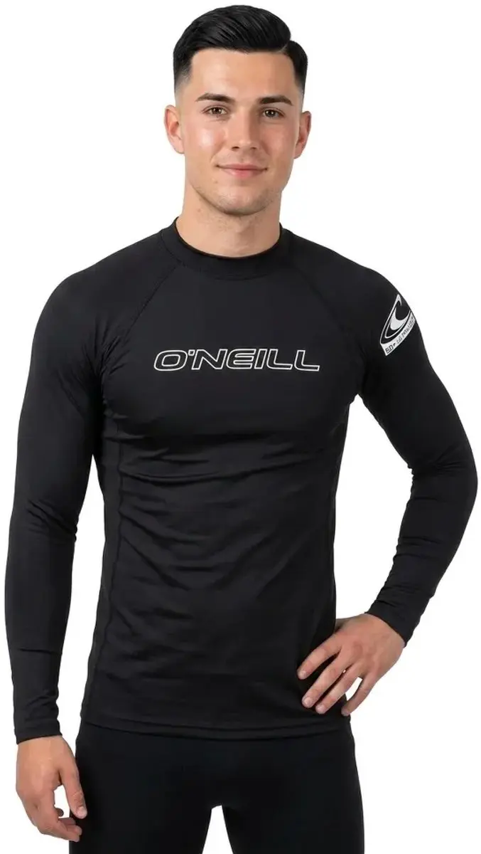 O'Neill Basic Skins L/S Rashguard Heren - Maat L - Zwart/Wit
