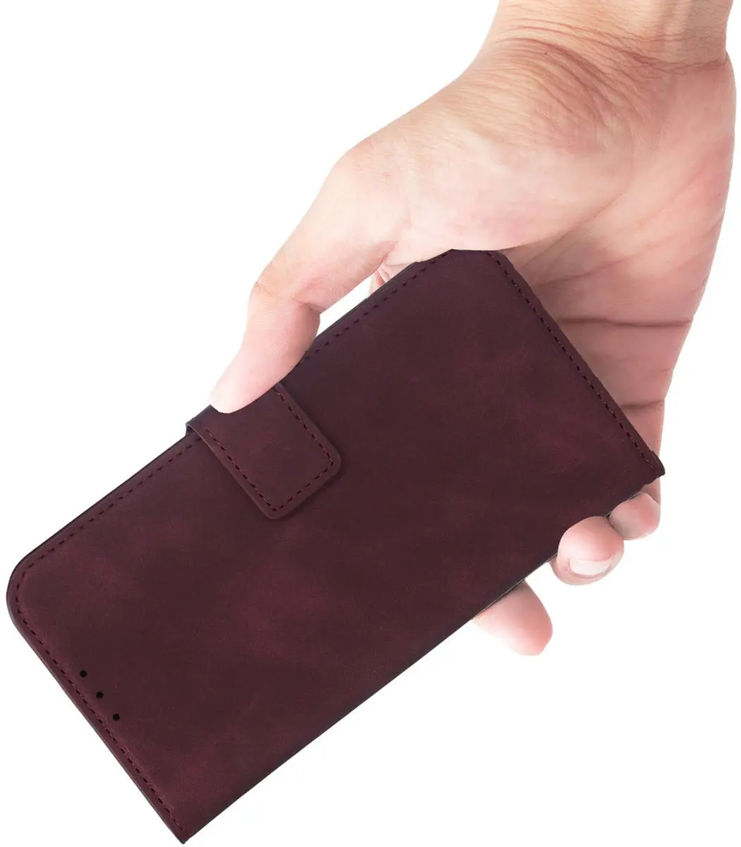 Mobiparts MP-129985 Hoesje iPhone 17 Pro Max - Wallet - Eco Leer - Magneet - Paars/Rood