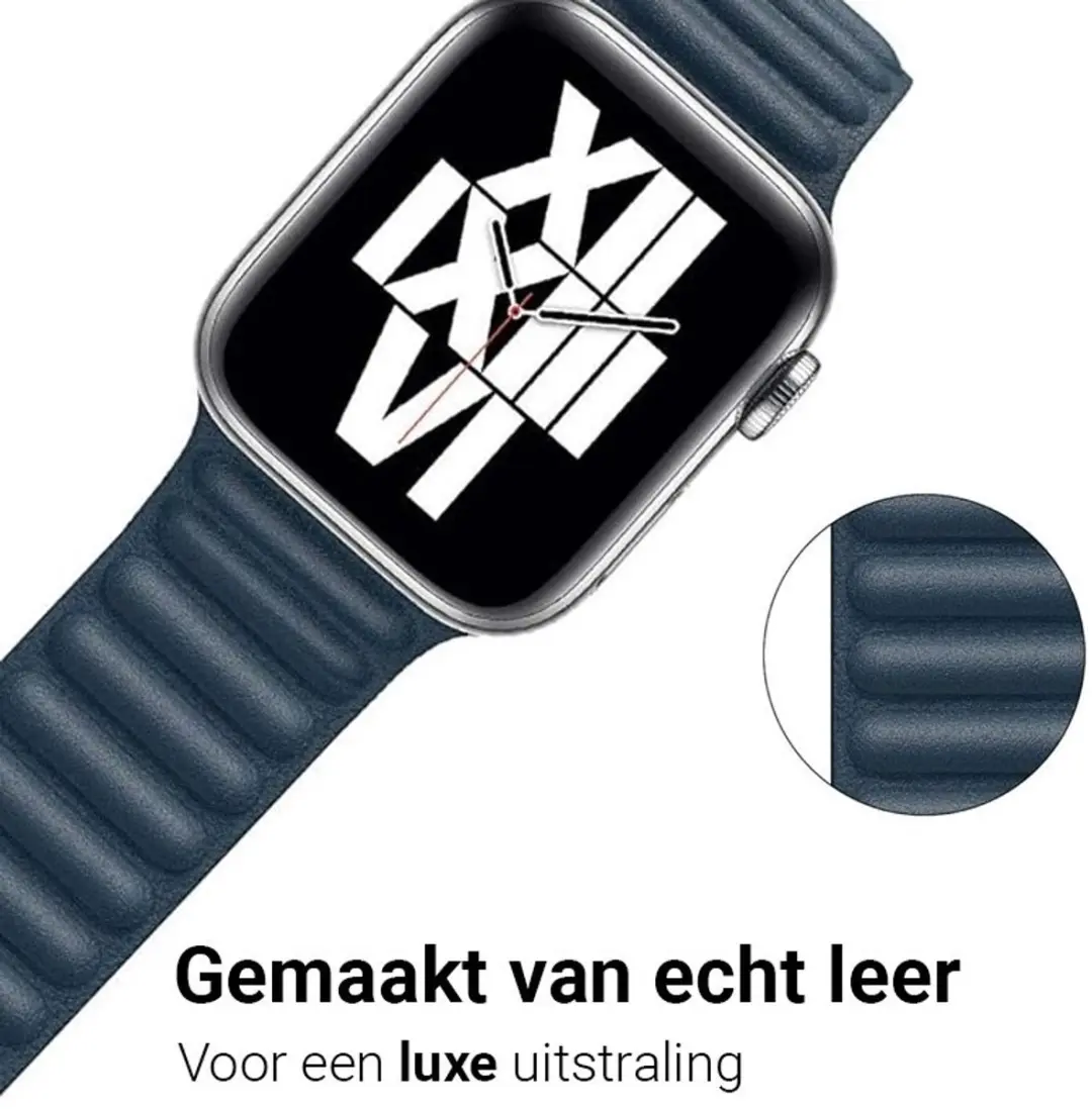 MobiQ Leather Link Magnetisch Bandje Apple Watch 38mm - Geel