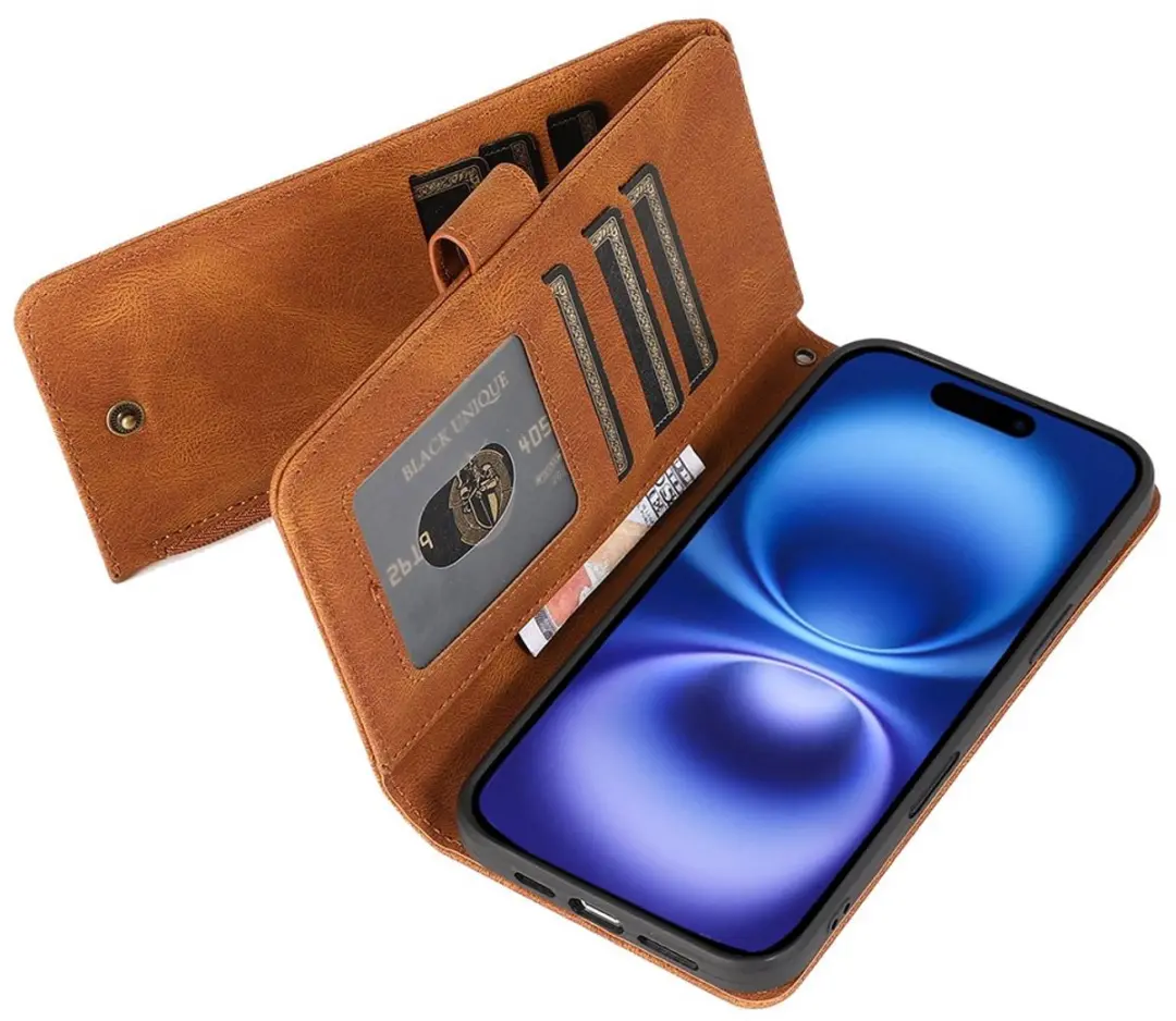 MobiQ Wallet Hoesje iPhone 16 Plus - bruin - 46-00215