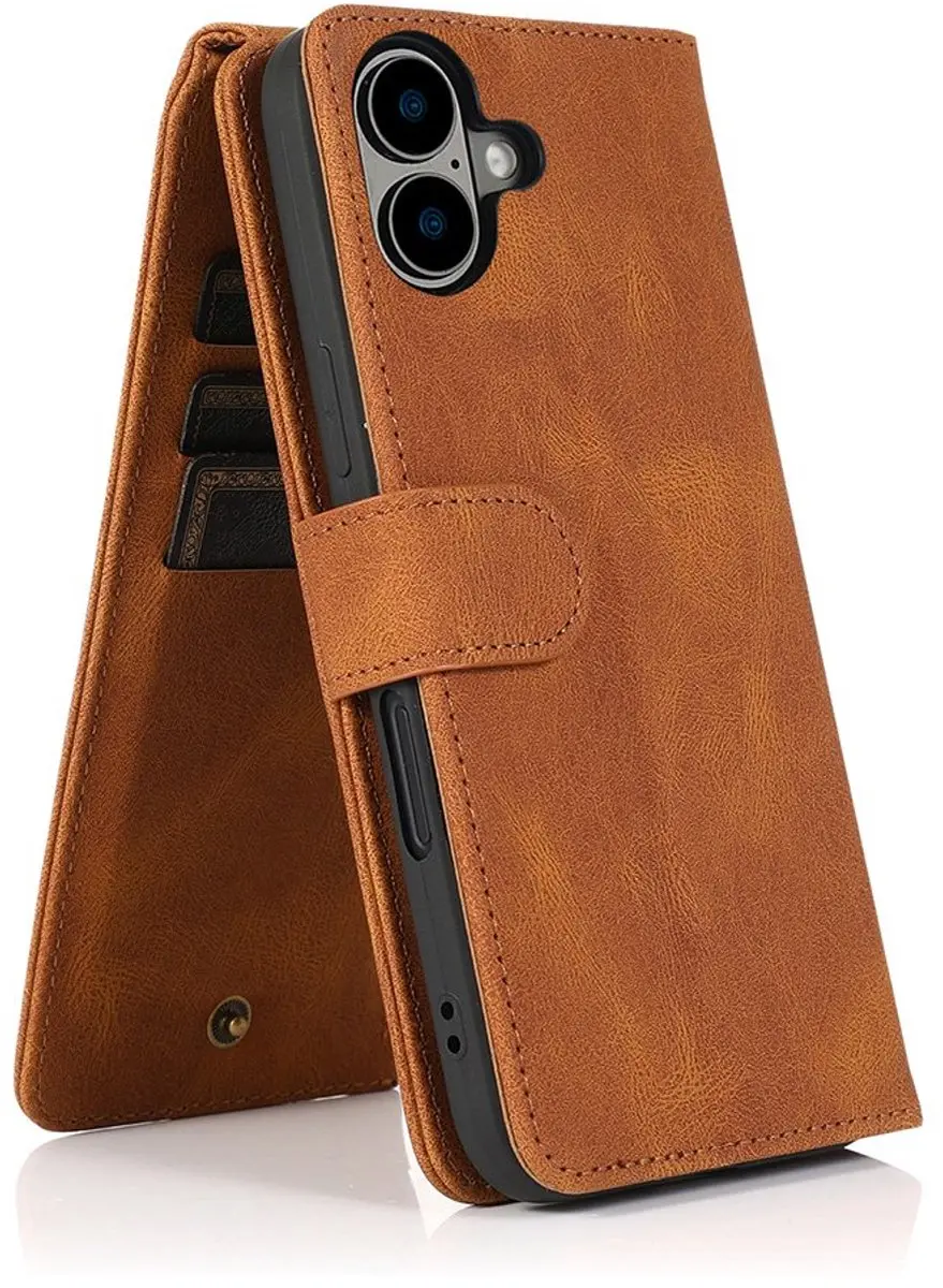MobiQ Wallet Hoesje iPhone 16 Plus - bruin - 46-00215