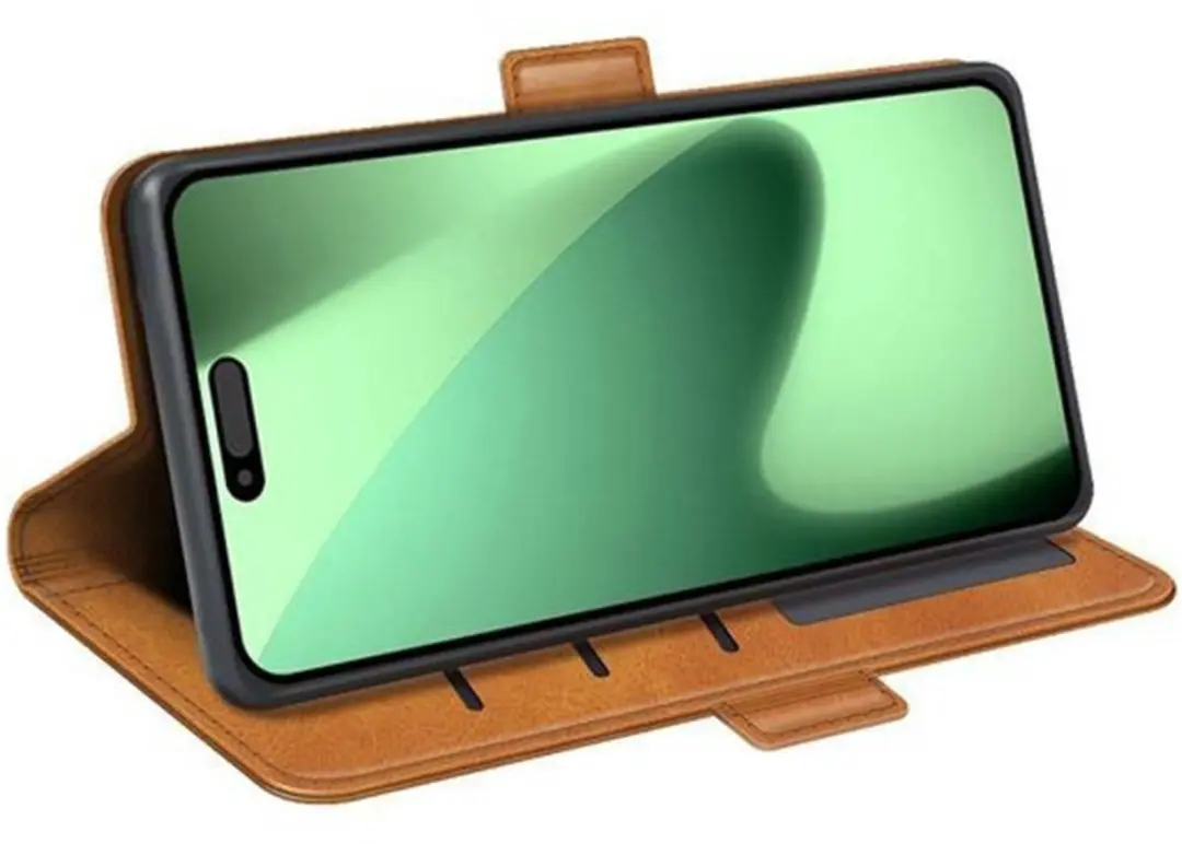 MobiQ PU Lederen Wallet Hoesje iPhone 17 Pro - lichtbruin - MPN 46-01381