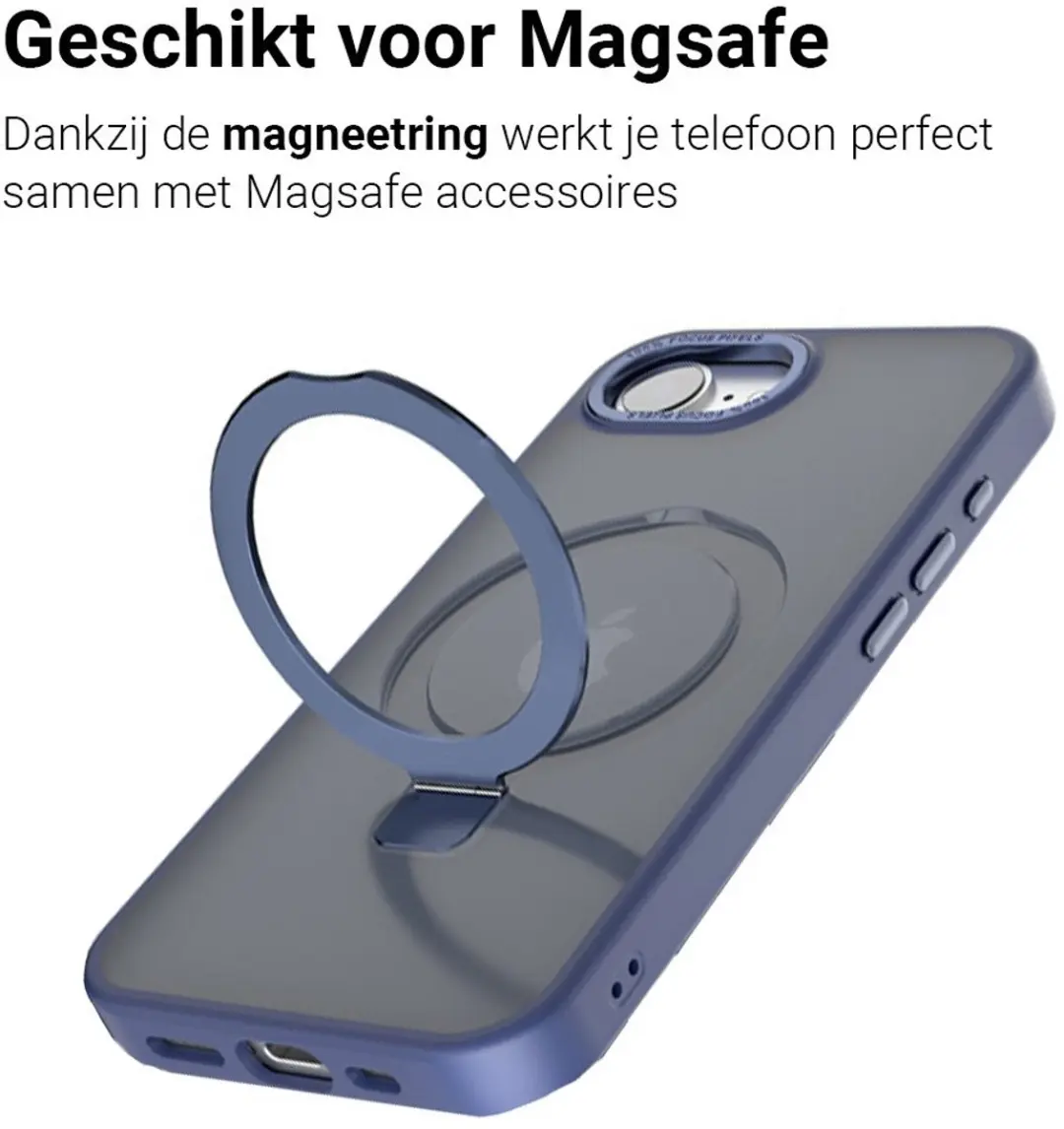 MobiQ Ringstand MagSafe Hoesje iPhone 16e 46-00857 - Donkerblauw