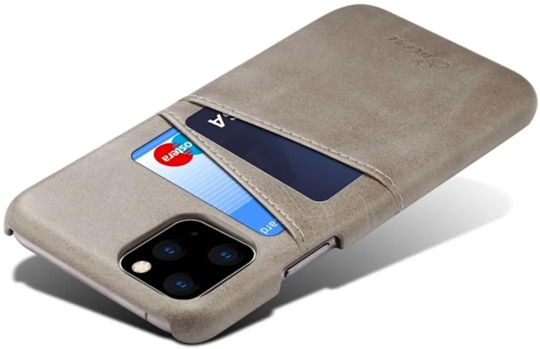 MobiQ Leer Wallet Hoesje iPhone 11 Pro Max - 2 Pasjes - grijs