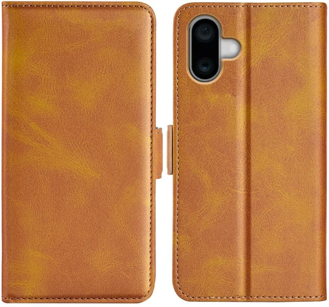MobiQ PU Lederen Wallet Hoesje iPhone 17 - lichtbruin - MPN 46-01193