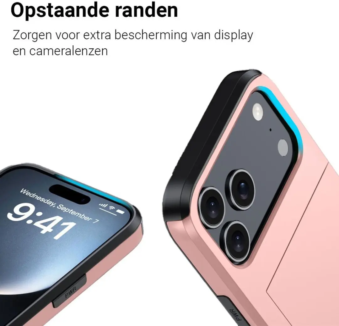 MobiQ Hybrid Card iPhone 17 Pro Max Hoesje - roze