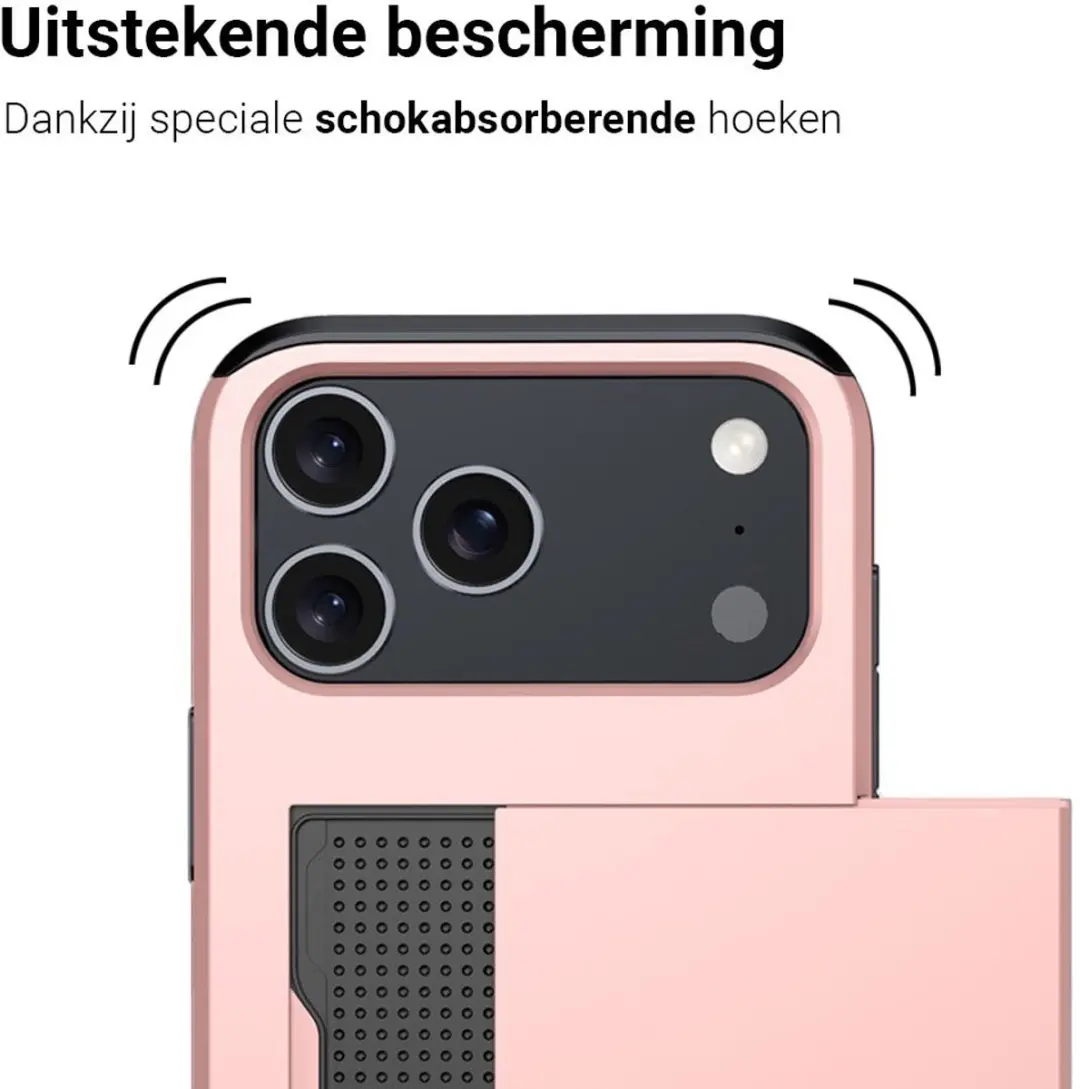 MobiQ Hybrid Card iPhone 17 Pro Max Hoesje - roze