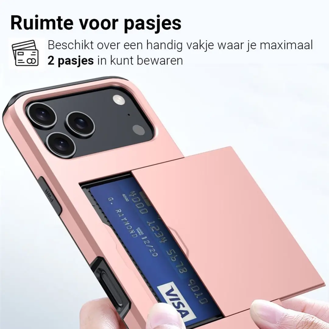 MobiQ Hybrid Card iPhone 17 Pro Max Hoesje - roze