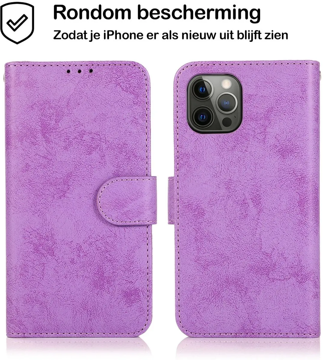 MobiQ 2-in-1 Wallet Case iPhone 14 Pro Max - 3 Pasjes - Paars